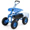 Multi-functional Garden Scooter Adjustable Swivel Seat Cart with Storage Basket and 10" Rubber Wheels